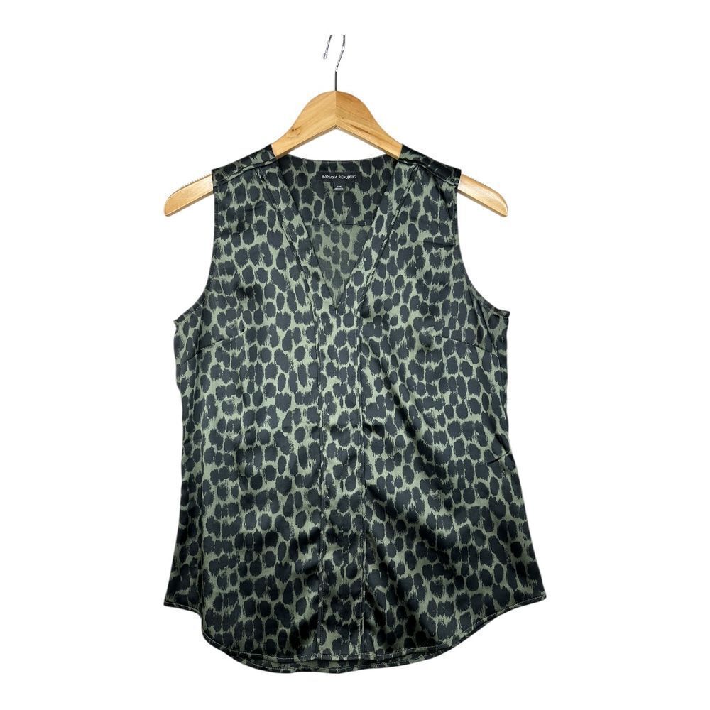 Banana Republic Animal/Leopard Print Sleeveless Blouse size XS Green/Black